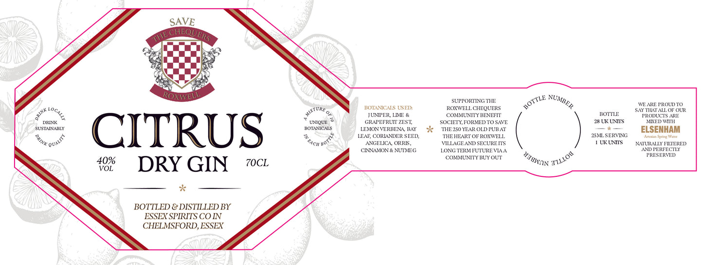 Save the Chequers Citrus dry gin