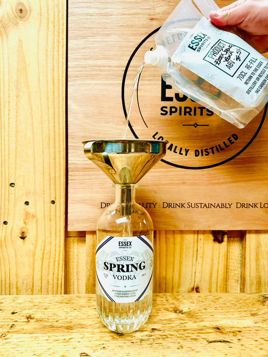 Essex Spirits Co refill pouch for Spring Vodka, available online and at our Distillery in Chelmsford, Essex