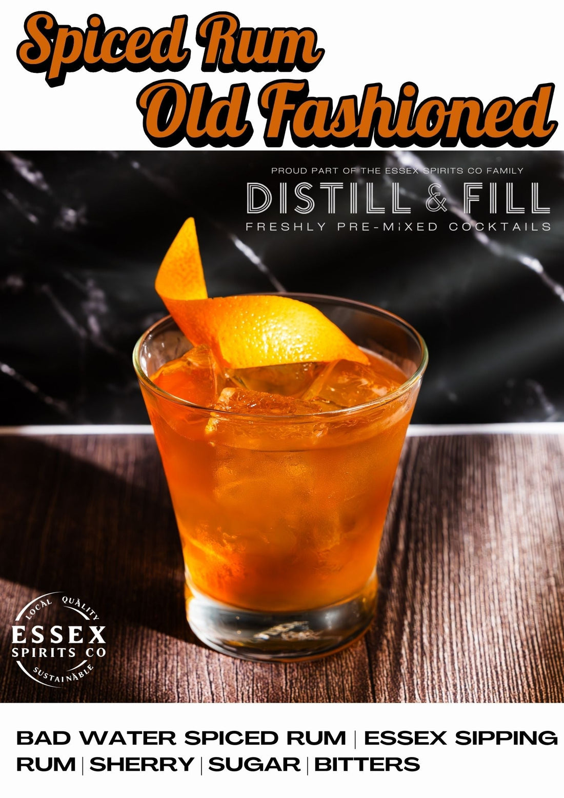 Spiced Rum Old Fashioned Cocktail