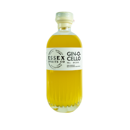 Bottle of Essex Spirits Co Gin-O-Cello on a white background