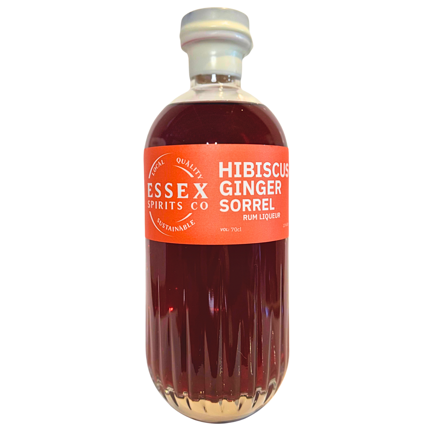 Bottle of Essex Spirits Co. Hibiscus Ginger Sorrel on a white background