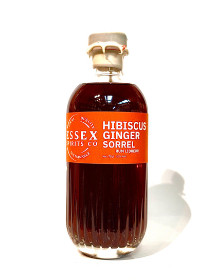 Bottle of Essex Spirits Co. Hibiscus Ginger Sorrel on a white background